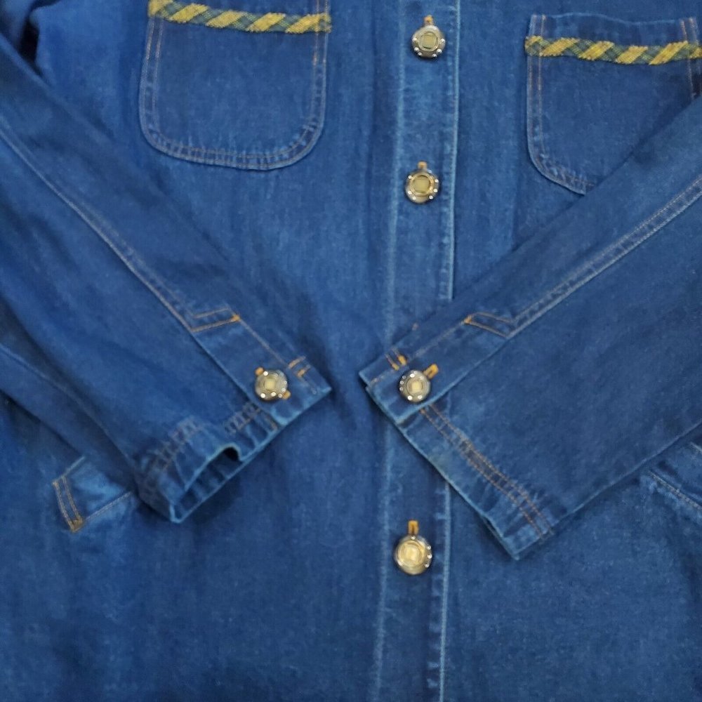 Vintage 90s Denim Jean Shirt Jacket Shaket Thin Sz Large - Picture 8 of 12